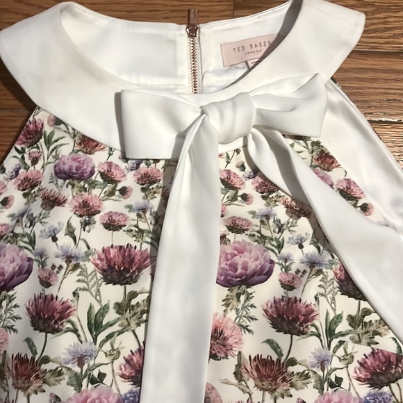 REDUCED TED BAKER LUCILEE NECKTIE FLORAL TUNIC DRESS SZ US 10 OR TED SZ 4 - Picture 3 of 12